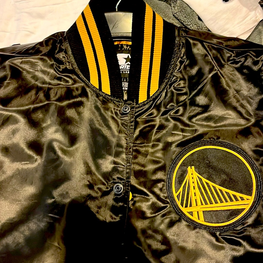 Golden State Warriors Starter Black Satin Jacket NBA 75th Anniversary Rakuten